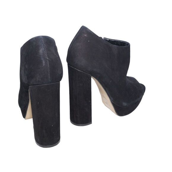 Aldo Black Suede Chunky Platform Heeled Ankle Booties, Size 6 - Picture 7 of 10